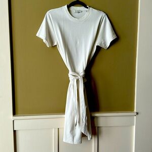 Vince Cotton T-shirt Knit Dress w/ Wrap Belt Size Small Ivory